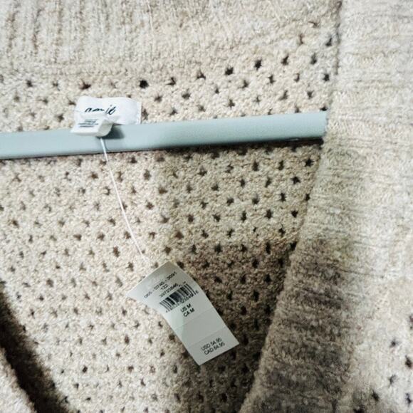 NEW Aerie Womens Open Knit Oversized V-Neck Sweater Medium Y2K Tan Minimalist - Picture 6 of 10